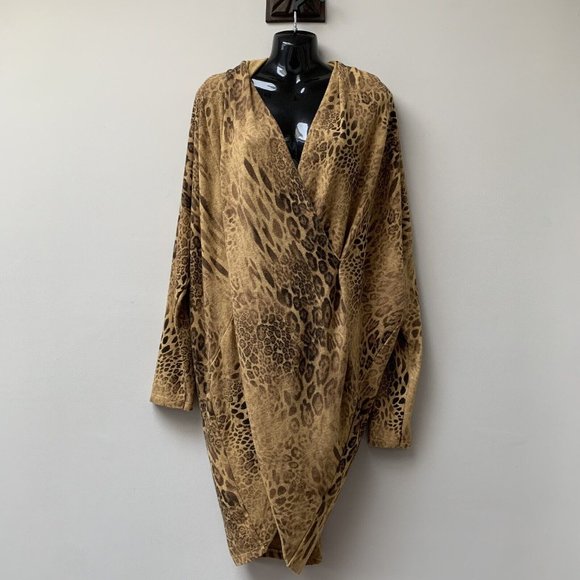 Sugar Babe / Made In Italy Sweaters - Made In Italy Crossover Knit Tunic Jumper Fits UK 10 12 14 Animal Leopard Print